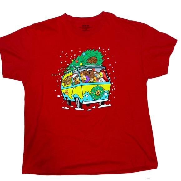 Scooby-Doo Mens Red Xmas Tee Short Sleeve Christmas T-Shirt X-Large - Picture 1 of 6